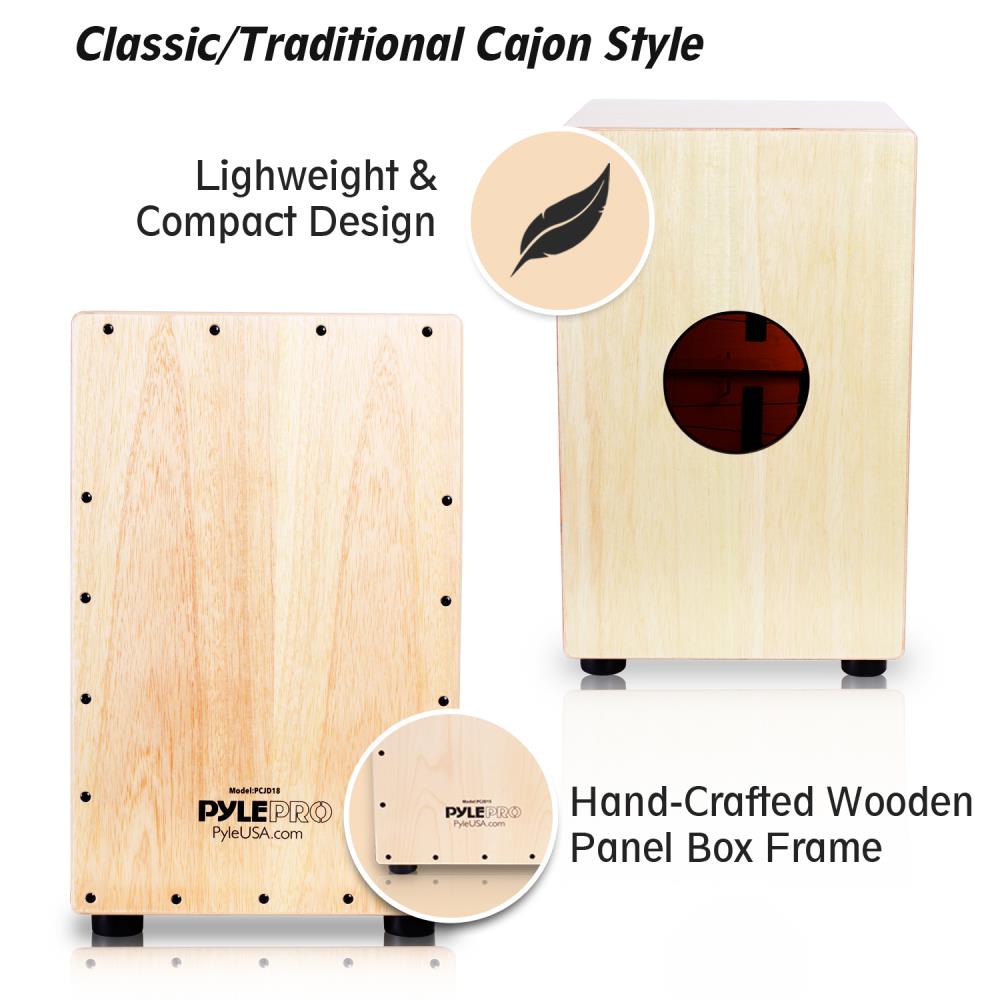 Wooden Cajon Percussion Box – Pyle USA