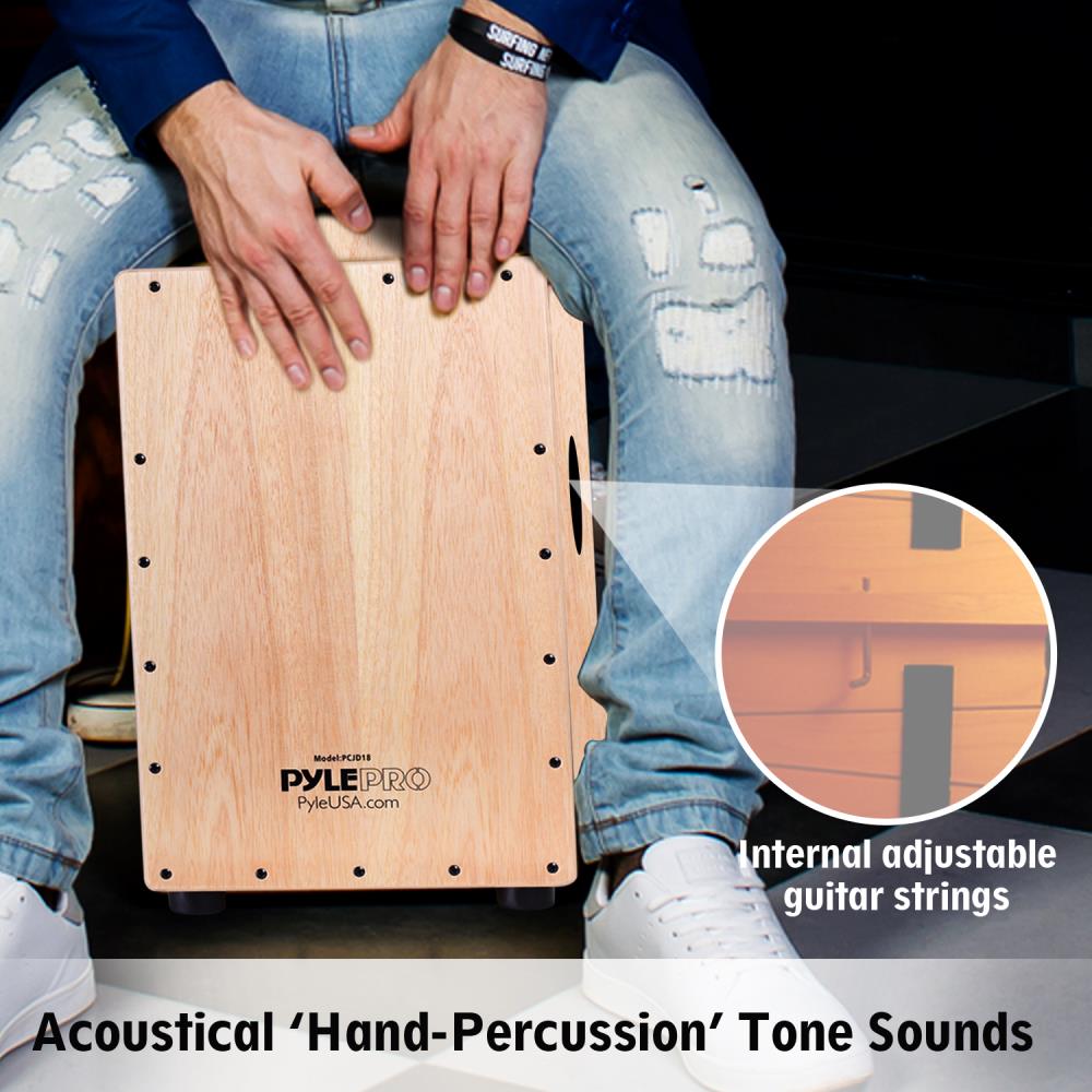 product image number 5 for Pyle Wooden Cajon Percussion Box