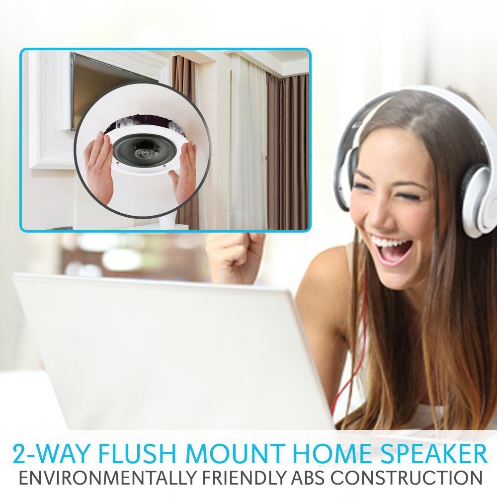 Pyle Pair 6.5” Flush Mount In-wall In-ceiling 2-Way Speaker System