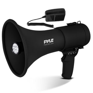 Pyle Portable Compact PA Megaphone Speaker with Alarm Siren & Adjustable Volume - 50W Handheld Lightweight Bullhorn - with Mic, AUX IN for MP3 & Rechargeable Battery - Indoor Outdoor Use - PMP561LTB