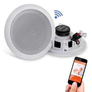 Pyle Pair 6.5” Bluetooth Flush Mount In-wall In-ceiling 2-Way Universal Home Speaker System Spring Loaded Quick Connections Polypropylene Cone Polymer Tweeter Stereo Sound 200 Watts (PDICBT652RD)
