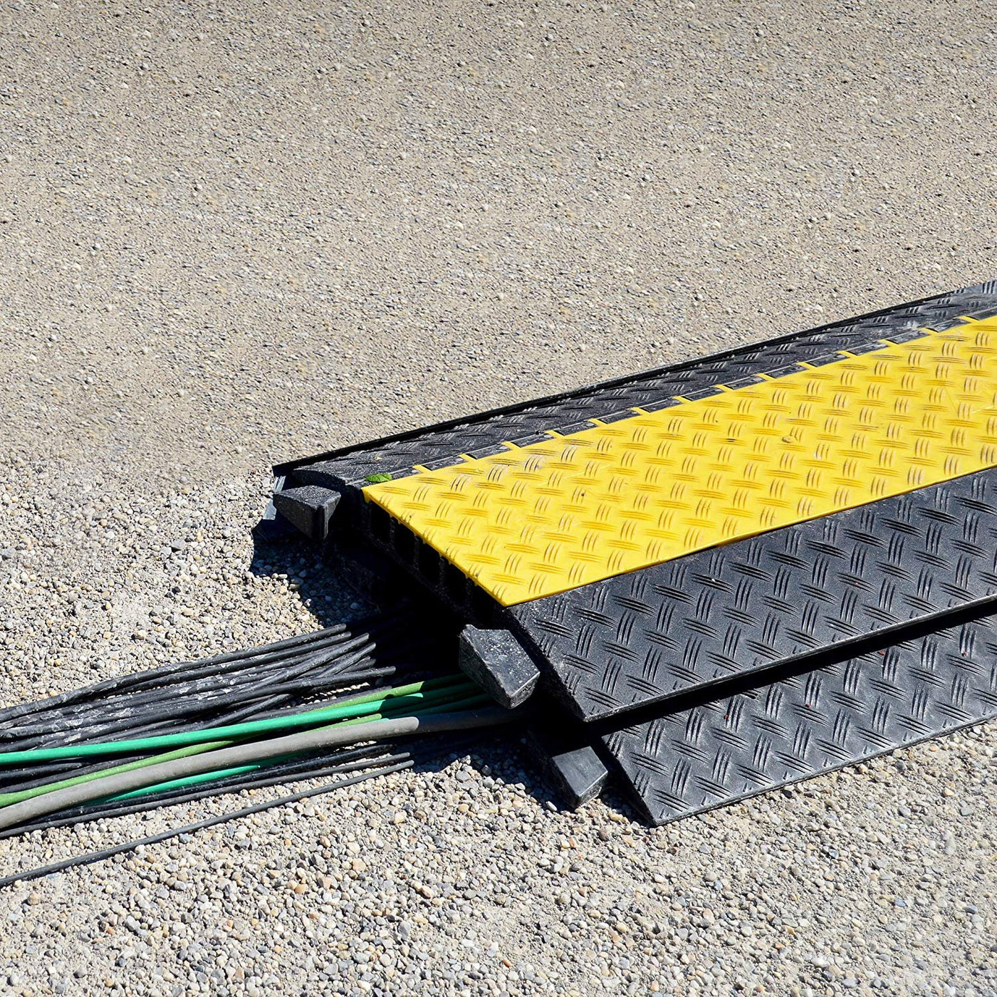 Pyle Durable Cable Ramp Protective Cover - 2,000 lbs. Heavy Duty Hose & Cable Track Protector w/ Flip-Open Top Cover & 2-Ch. Groove Design, Cable