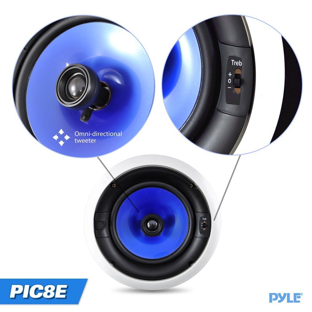 Pyle Home PIC6E 250 Watt 6.5-Inch Two-Way In-Ceiling Speaker