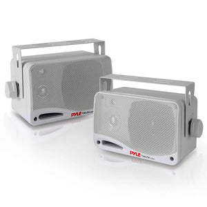 Outdoor Waterproof Wireless Bluetooth Speaker - 3.5 Inch Pair 3-way Active Passive Weatherproof Wall, Ceiling Mount Dual Speakers System w/Heavy Duty Grill, Patio, Indoor Use - Pyle PDWR42WBT (White)